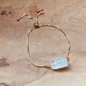 Adjustable Moonstone Bracelet – Dainty Gold Chain with Genuine Raw Moonstone